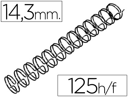 CJ100 espirales GBC wire negros 14,3 mm. paso 3:1